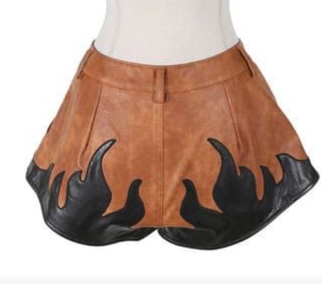 BLACK FLAME LEATHER SHORTS
