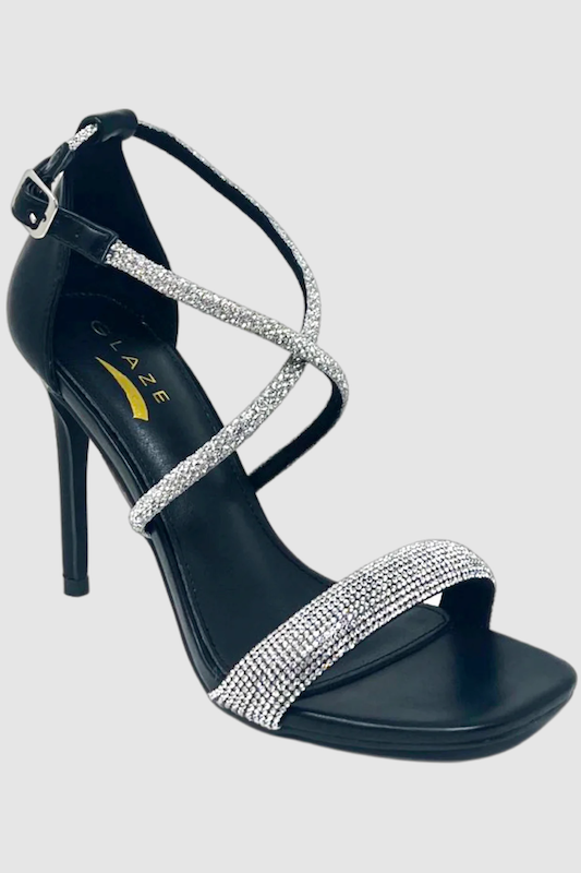 Rhinestone Spiral Ankle Strap Heel