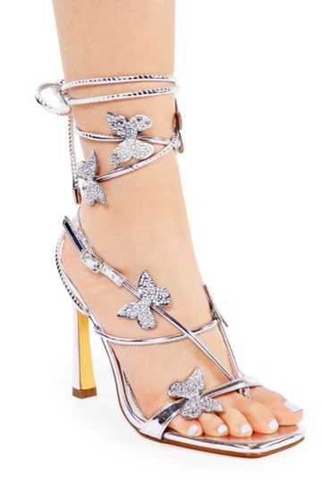 Fly Away Lace Up Butterfly Heel