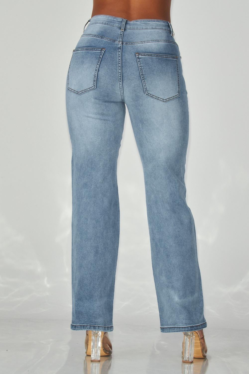 Rhinestone Detail Denim Pant