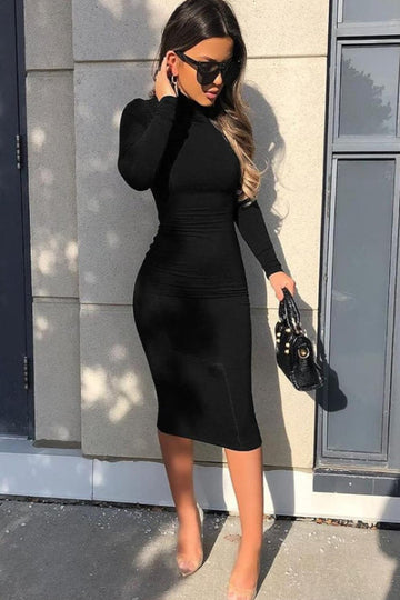 Bodycon Shaping Long Sleeve Midi Dress