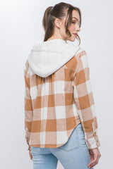 Plaid Shacket with Hoody