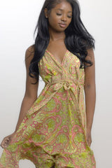 Short Sari  V Neck Dress - B