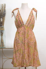Short Sari Tie Strap Dress