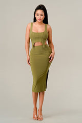 Curved Hem Crop Top and Skirt Set