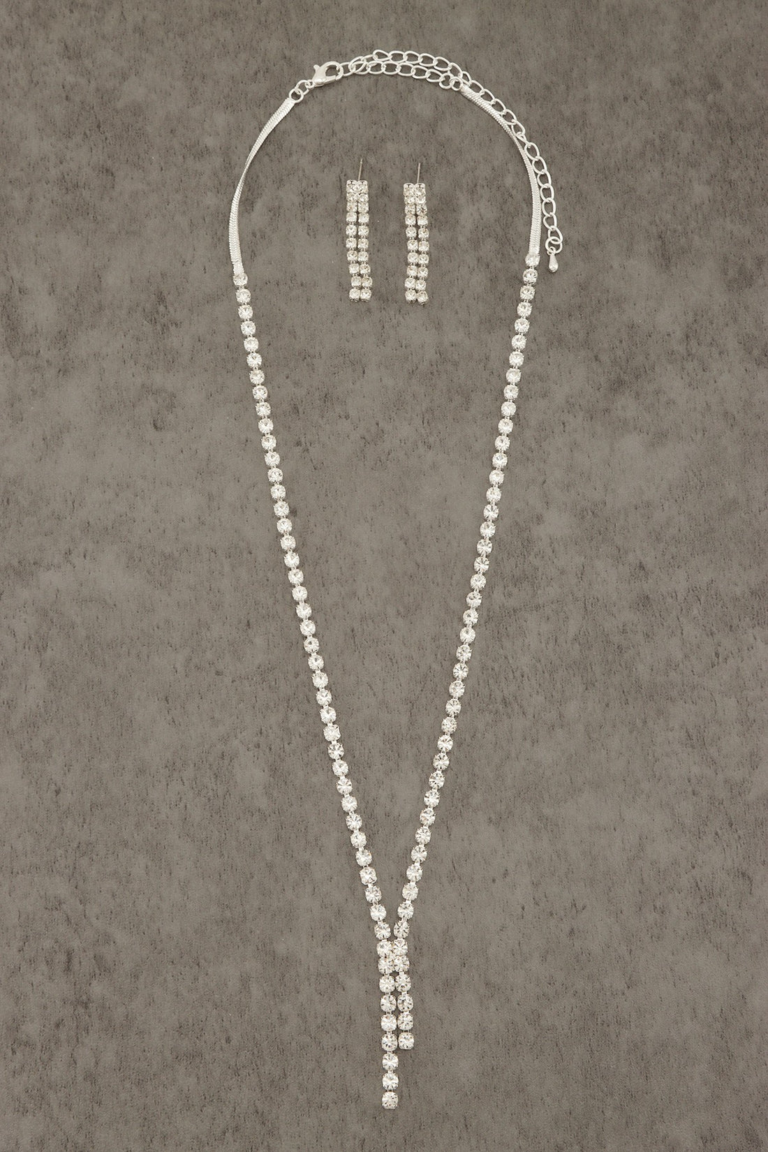 Rhinestone Double Line Necklace Set