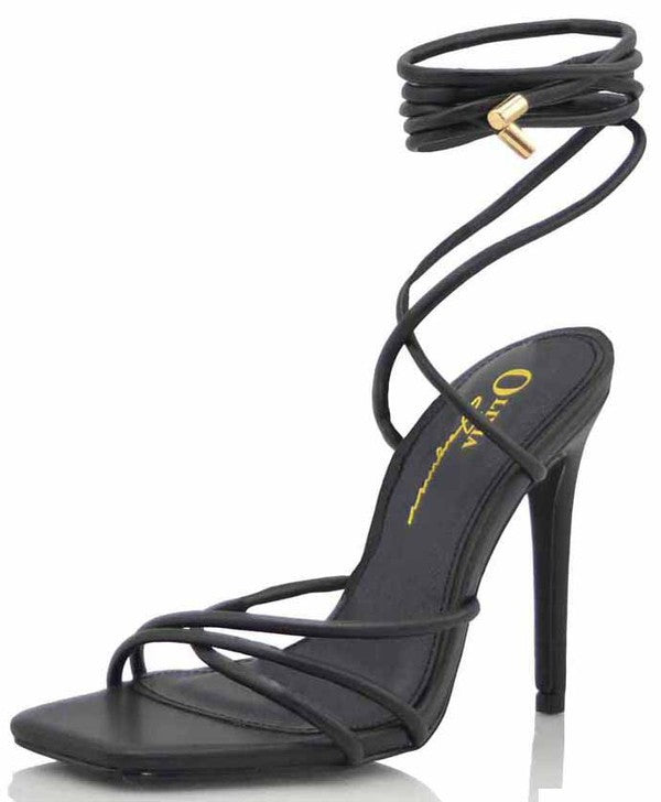 Peep Toe Lace Up Heel