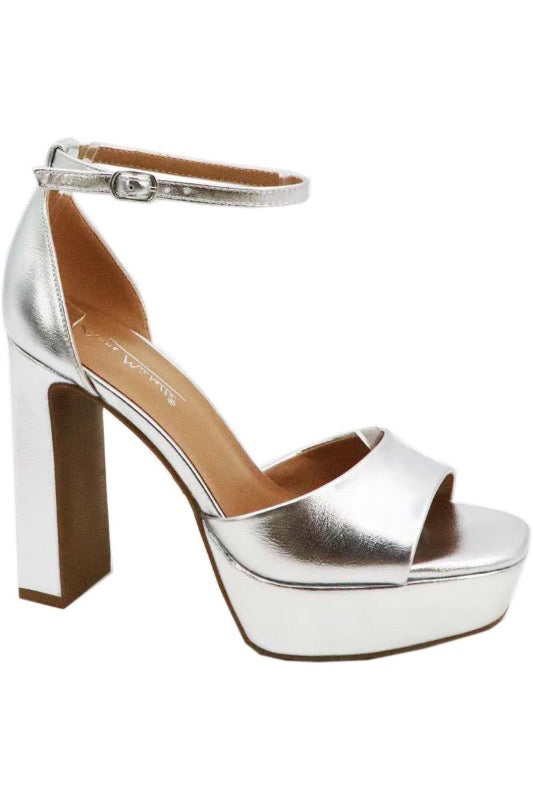 One Band Platform Sandal with Ankle Strap