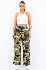High Rise Camo Wide Leg Pants