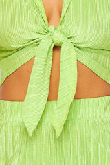 Collar Crop Top Short Set