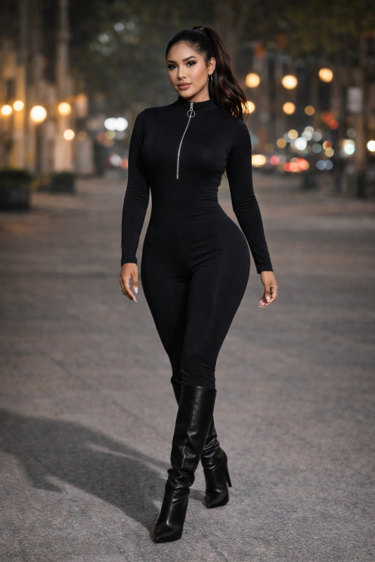 Unleash your boldest self in this Essential Zip Ring Jumpsuit—a fearless one-piece that commands  