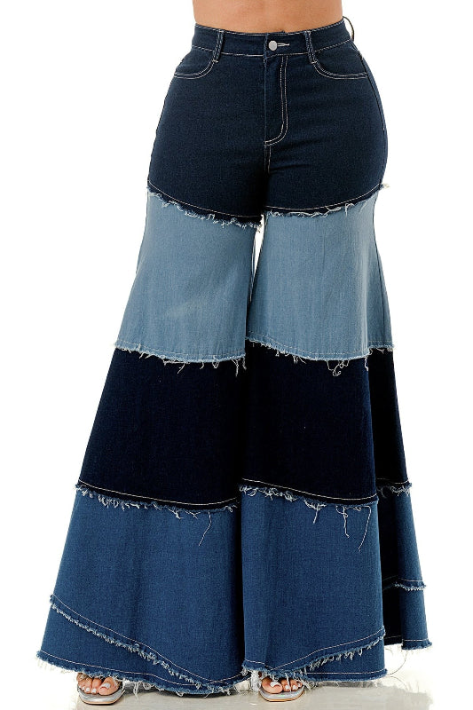 Colorblock Patch Ultra Flare Denim Pant