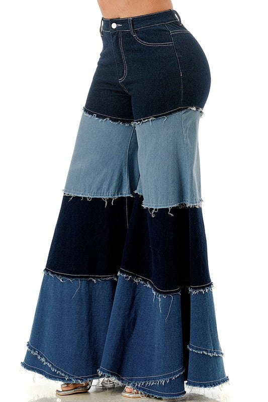 Colorblock Patch Ultra Flare Denim Pant