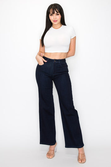 Dark High Rise Wide Leg Jeans