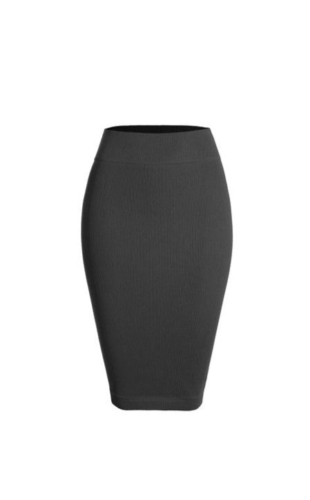 Ribbed High-Waist Band Skirt