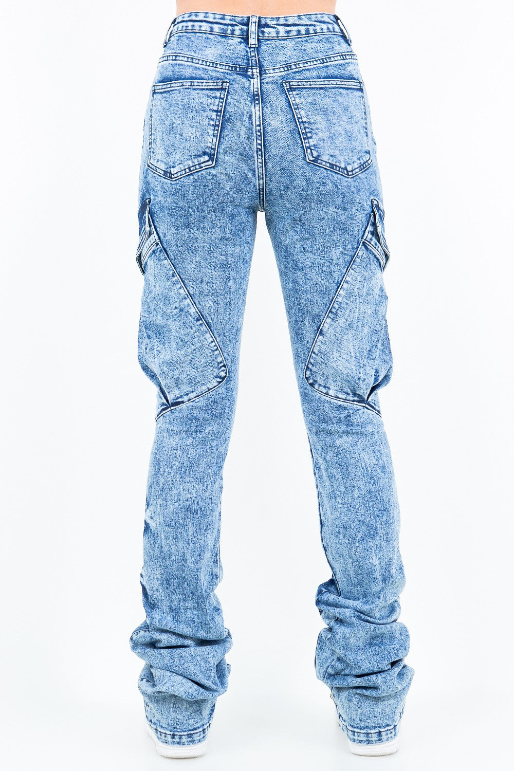 Acid Wash Stacked Cargo Jean