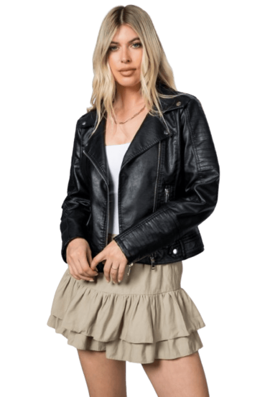 Faux Leather Motorcycle Jacket