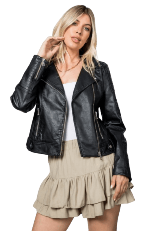 Faux Leather Motorcycle Jacket