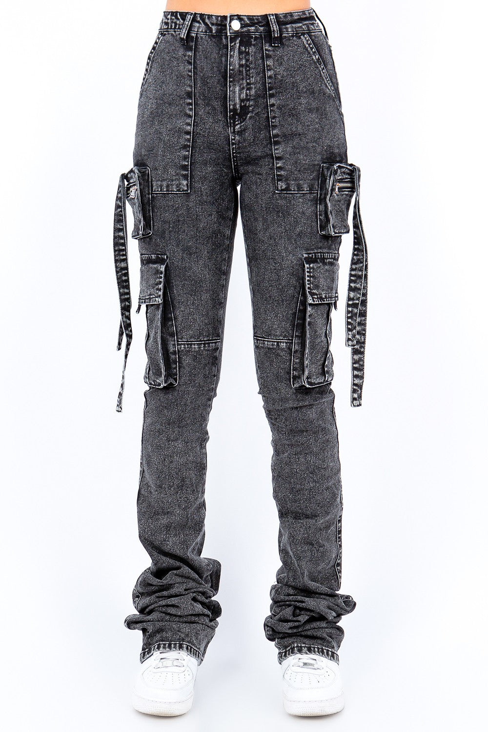 Acid Washed Stacked Skinny Jeans - OLD AMERICAN BAZI