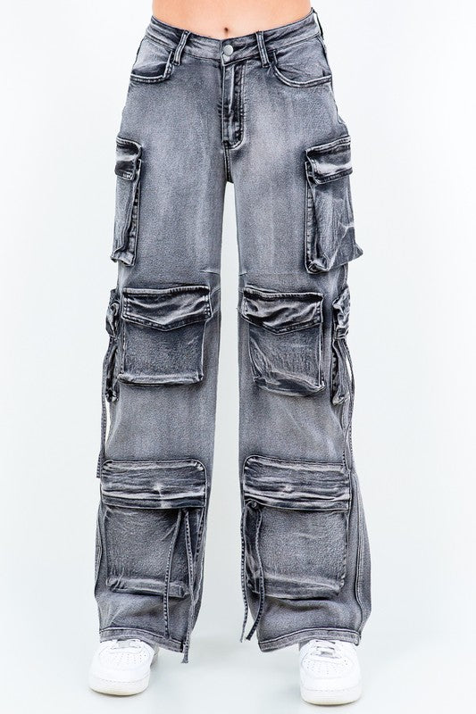 Acid Stacked Cargo Pants