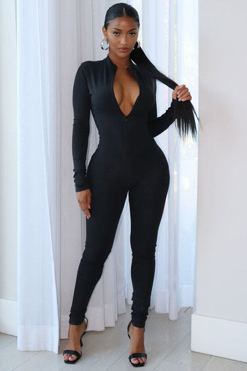 Mock Neck Bodycon Jumpsuit - OLD