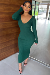 Off Shoulder Ribbed Bodycon Dress