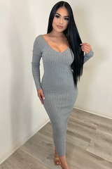 Off Shoulder Ribbed Bodycon Dress