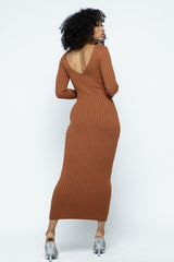 Off Shoulder Ribbed Bodycon Dress