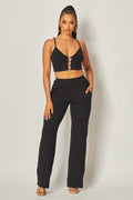 Julia Heart Trim Rib Knit Tank Crop Top & Pant Set HOT & DELICIOUS