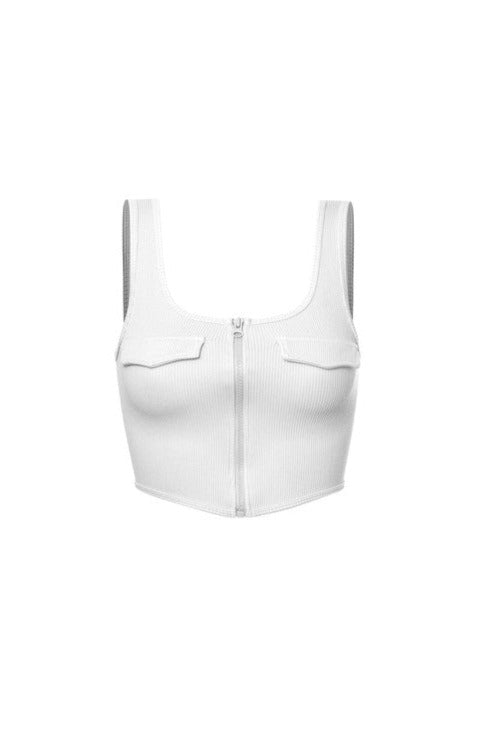 Scoopneck Zip-Up Crop Top