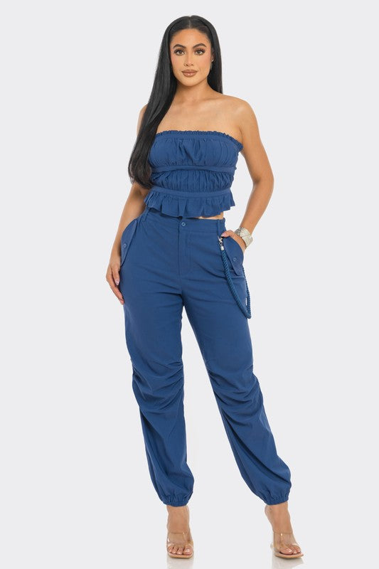 Tube Top and Rope Detail Pants Set