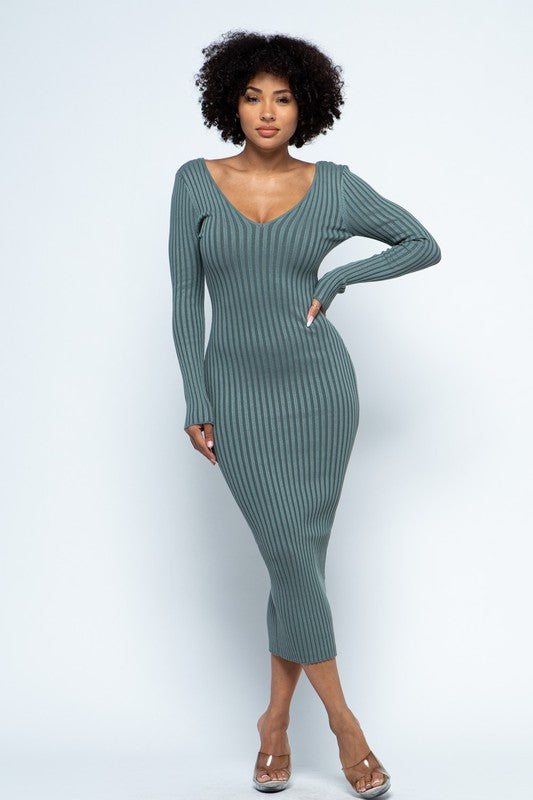 Off Shoulder Ribbed Bodycon Dress HERA COLLECTION