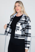 Versatile Plaid Cropped Shacket With Hood 26 INTERNATIONAL