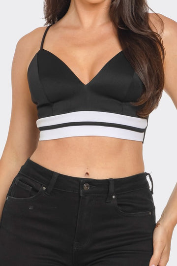 Front Bottom Striped Detail Bra Crop Top