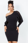 Peep Shoulder Flare Sleeve Sweater Dress HERA COLLECTION