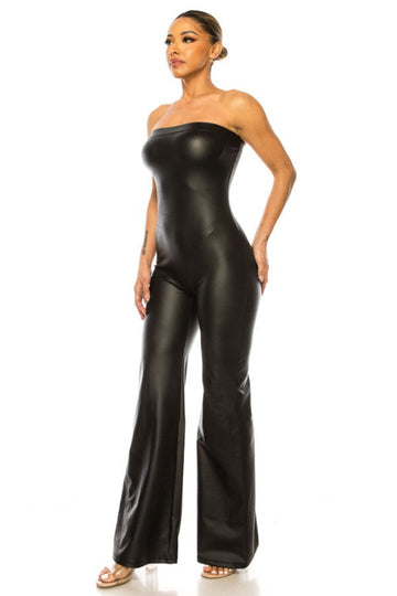 Faux Leather Tube Top Jumper