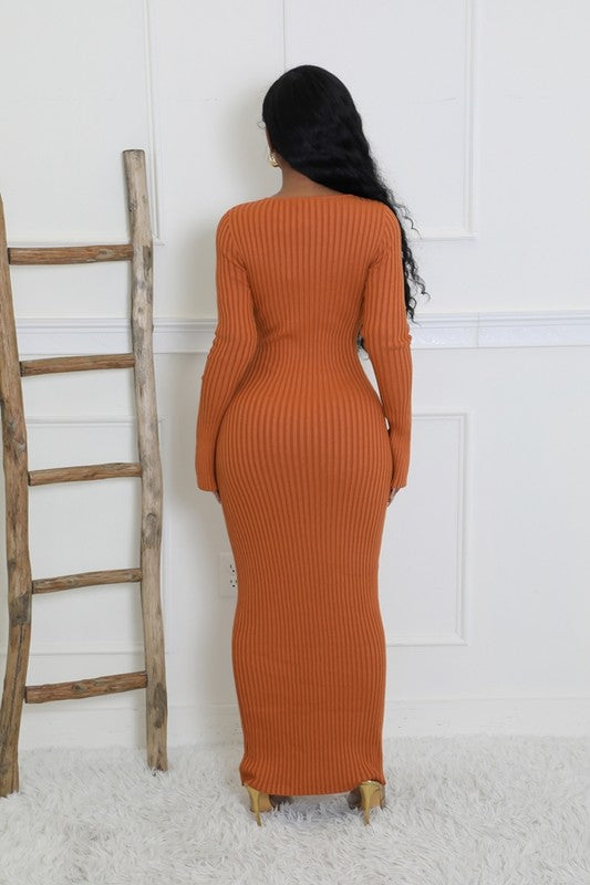 Fallin For Your Knit Long Sleeve Dress