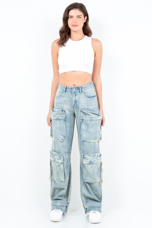 Oversized Wide Cargo Leg Jeans