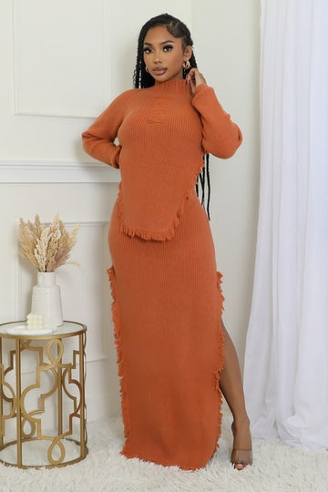 Knit Mock Neck Long Sleeve Dress