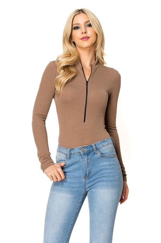 ZIp-Up Rib Bodysuit