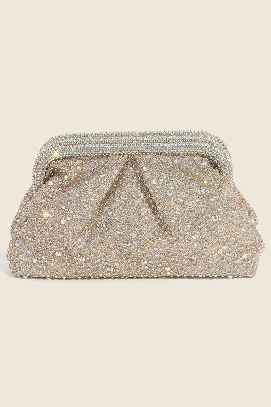 Ladies Rhinestone Snap Top Clutch Handbag