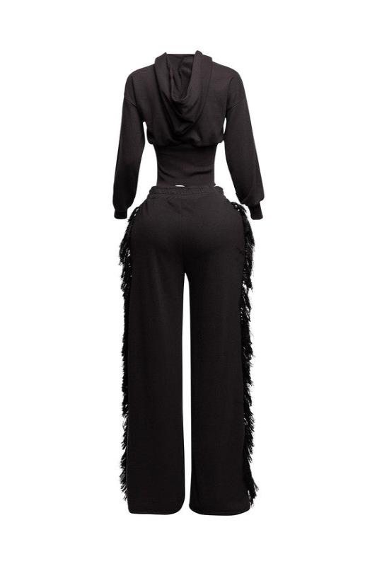 Hoodie Jacket & Side Tassel Pants Set K TOO