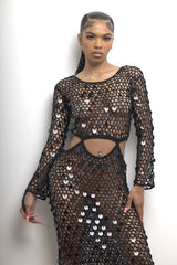 Sequins Netting Cover Up Dress