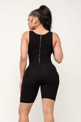 Sleeveless V Neck Piping Romper