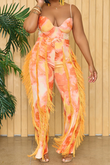 Tie Dye Multi Fringe Bodysuit Set