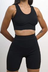 Corrugated Top with Biker Short Set