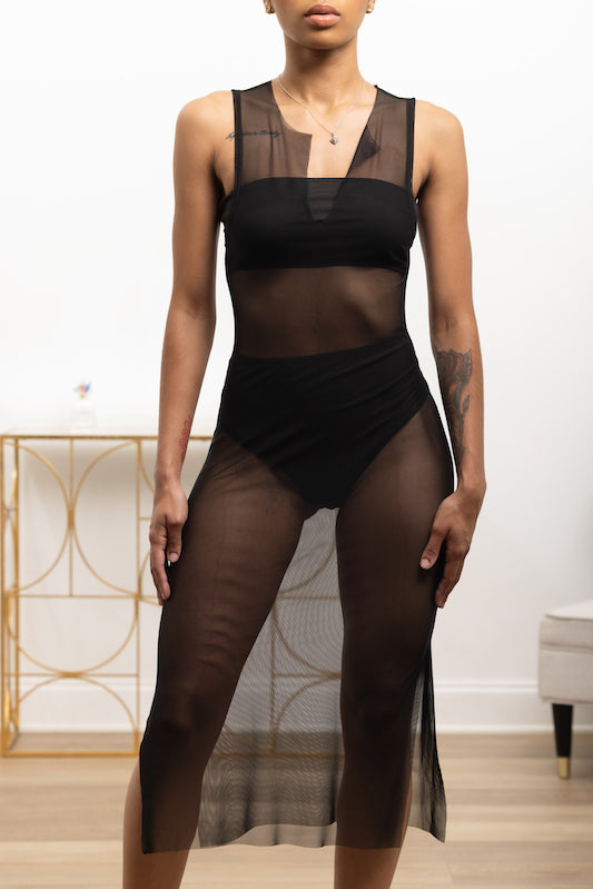 Cover Up Midi Mesh Dress