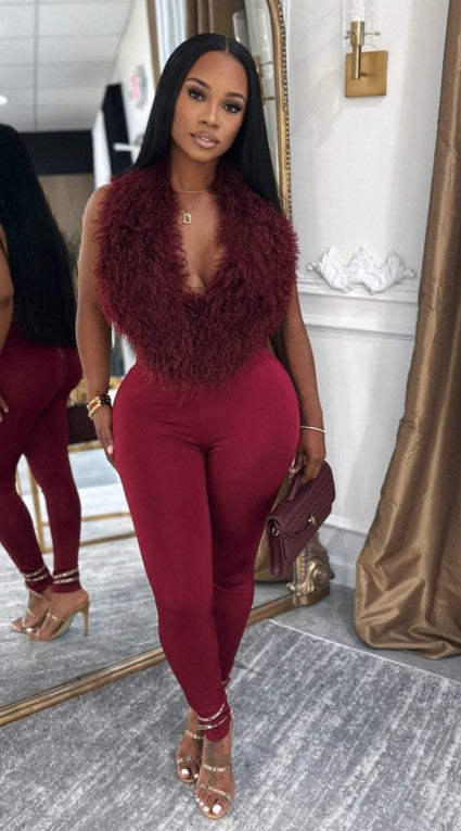 Fur Top And Metallic Tights