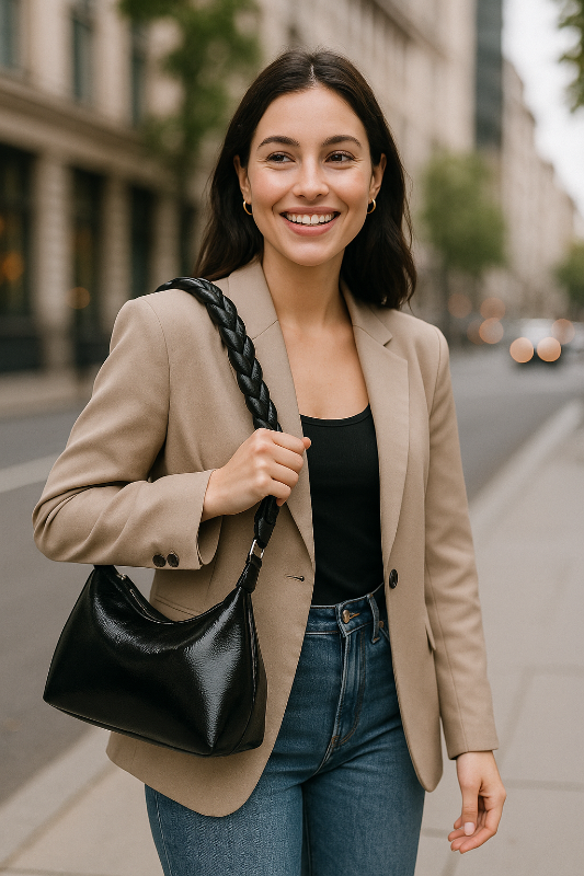 Small Shoulder Bag with Braided Top Handle