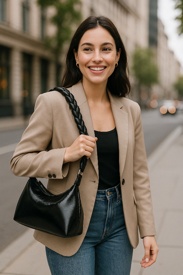 Small Shoulder Bag with Braided Top Handle